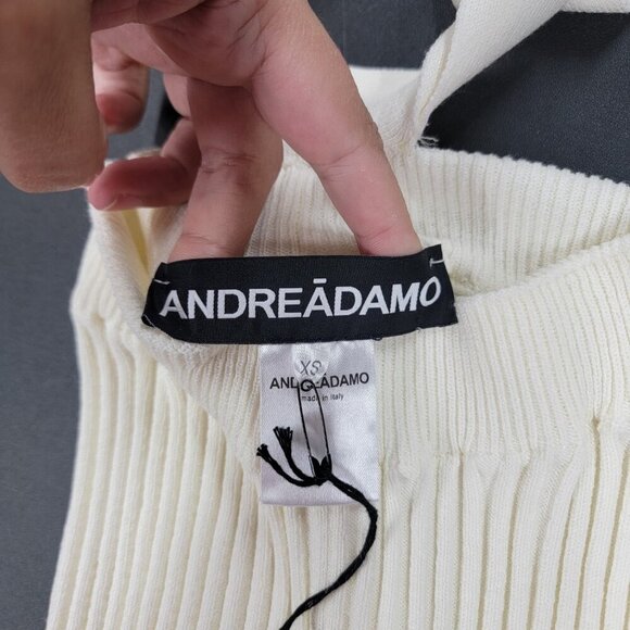 Andreadamo Ivory Ribbed Knit Flare Cutout Pants Womens XS NEW Made in Italy - Picture 3 of 10